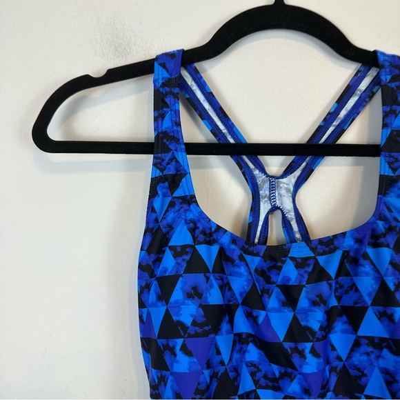 Speedo | Cobalt Blue Geometric Patterned One Piece Swimsuit Size 6 - Picture 2 of 5